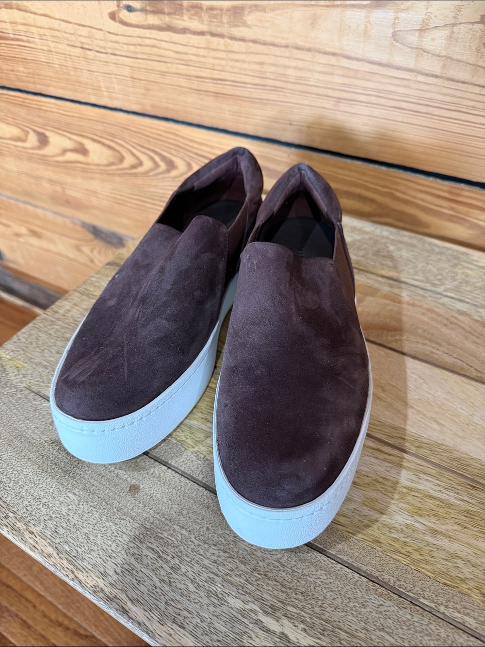 Like new Vince Platform Suede Slip-On Suede Sneakers in Dark Brown